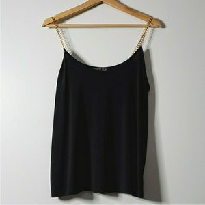 Atmosphere Flow Tank Top with Gold Chain Straps. Size lg